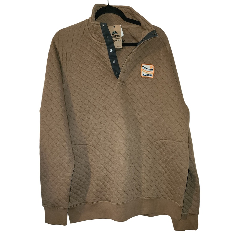 Merrin Outdoors Austin Quilted Snap Pullover Tan Brown Mens Large Cabincore